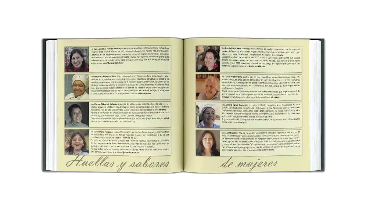 Open book showing two pages of chef profiles.